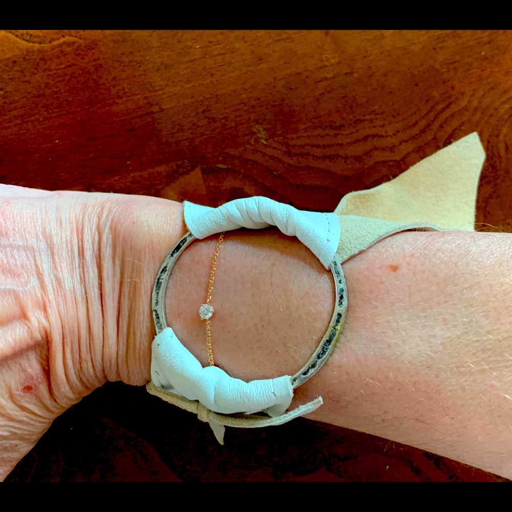 White leather wrist wrap artisan